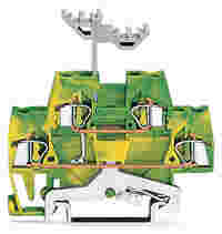 Double-deck terminal block; 4-conductor ground terminal block; 2.5 mm²; internal commoning; for DIN-rail 35 x 15 and 35 x 7.5; CAGE CLAMP®; 2,50 mm²; green-yellow