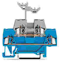 Double-deck terminal block; Through/through terminal block; for DIN-rail 35 x 15 and 35 x 7.5; 2.5 mm²; CAGE CLAMP®; 2,50 mm²; blue/gray