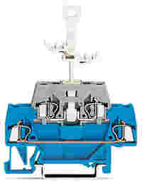 Double-deck disconnect/through terminal block; 4-conductor; 5 mm wide; gray/blue