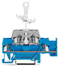 Double-deck disconnect/through terminal block; with jumper slot; 4-conductor; 5 mm wide; gray/blue