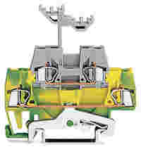 Double-deck terminal block; Ground conductor/through terminal block; 2.5 mm²; with marker carrier; for DIN-rail 35 x 15 and 35 x 7.5; CAGE CLAMP®; 2,50 mm²; green-yellow/gray