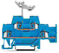 Double-deck terminal block; Through/through terminal block; with additional jumper position on lower level; suitable for Ex i applications; for DIN-rail 35 x 15 and 35 x 7.5; 2.5 mm²; CAGE CLAMP®; 2,50 mm²; blue/blue