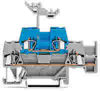 Double-deck terminal block; Through/through terminal block; with additional jumper position on lower level; for DIN-rail 35 x 15 and 35 x 7.5; 2.5 mm²; CAGE CLAMP®; 2,50 mm²; gray/blue