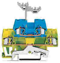 Double-deck terminal block; Ground conductor/through terminal block; 2.5 mm²; with marker carrier; for DIN-rail 35 x 15 and 35 x 7.5; CAGE CLAMP®; 2,50 mm²; green-yellow/blue