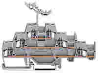 Triple-deck terminal block; Through/through/through terminal block; with additional jumper position on lower level; for DIN-rail 35 x 15 and 35 x 7.5; 2.5 mm²; CAGE CLAMP®; 2,50 mm²; gray/gray/gray
