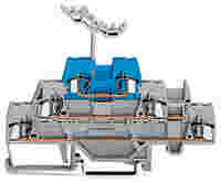 Triple-deck terminal block; Through/through/through terminal block; for DIN-rail 35 x 15 and 35 x 7.5; 2.5 mm²; CAGE CLAMP®; 2,50 mm²; gray/gray/blue