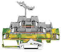Triple-deck terminal block; Shield/through/through terminal block; 2.5 mm²; with marker carrier; for DIN-rail 35 x 15 and 35 x 7.5; CAGE CLAMP®; 2,50 mm²; green-yellow/gray/gray