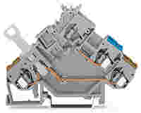 2-conductor actuator terminal block; with colored conductor entries; 2.5 mm²; CAGE CLAMP®; 2,50 mm²; gray