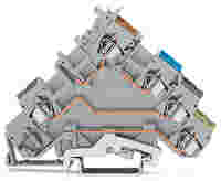 4-conductor sensor terminal block; with ground contact; with colored conductor entries; 2.5 mm²; CAGE CLAMP®; 2,50 mm²; gray