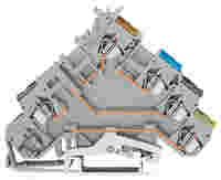 4-conductor sensor terminal block; with ground contact; for component plugs; with colored conductor entries; 2.5 mm²; CAGE CLAMP®; 2,50 mm²; gray