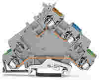 4-conductor sensor supply terminal block; with ground contact; with colored conductor entries; 2.5 mm²; CAGE CLAMP®; 2,50 mm²; gray