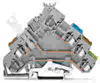 3-conductor actuator supply terminal block; with ground contact; with colored conductor entries; 2.5 mm²; CAGE CLAMP®; 2,50 mm²; gray