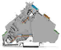 4-conductor sensor supply terminal block; with ground contact; with end plate; with colored conductor entries; 2.5 mm²; CAGE CLAMP®; 2,50 mm²; gray