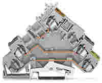 2-conductor actuator terminal block; with colored conductor entries; 2.5 mm²; CAGE CLAMP®; 2,50 mm²; gray
