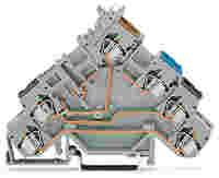 4-conductor sensor terminal block; for PNP (positive) switching sensors; for fuse plugs; without end plate; with colored conductor entries; 2.5 mm²; CAGE CLAMP®; 2,50 mm²; gray