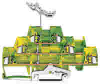 Triple-deck terminal block; 6-conductor ground terminal block; 2.5 mm²; with marker carrier; internal commoning; for DIN-rail 35 x 15 and 35 x 7.5; CAGE CLAMP®; 2,50 mm²; green-yellow