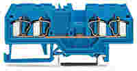 WAGO 4-conductor through terminal block; 2.5 mm²; suitable for Ex i applications; center marking; for DIN-rail 35 x 15 and 35 x 7.5; CAGE CLAMP®; 2,50 mm²; blue