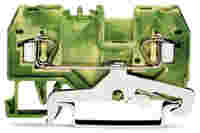 WAGO 2-conductor ground terminal block; 2.5 mm²; center marking; for DIN-rail 35 x 15 and 35 x 7.5; CAGE CLAMP®; 2,50 mm²; green-yellow