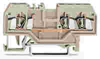 WAGO 3-conductor through terminal block; 2.5 mm²; suitable for Ex e II applications; center marking; for DIN-rail 35 x 15 and 35 x 7.5; CAGE CLAMP®; 2,50 mm²; light gray