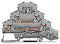 WAGO Quadruple-deck rail-mounted terminal block; Rail-mounted terminal block for electric motor wiring; L1 - L2 - L3; for DIN-rail 35 x 15 and 35 x 7.5; 4 mm²; 4,00 mm²; gray