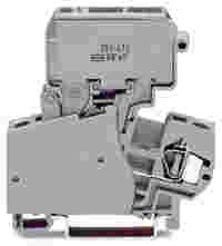 WAGO 2-conductor fuse terminal block; with pivoting fuse holder; for miniature metric fuse 1/4 x 1 mm; without blown fuse indication; for DIN-rail 35 x 15 and 35 x 7.5; 4 mm²; CAGE CLAMP®; gray