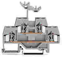 Double-deck terminal block; Through/through terminal block; for DIN-rail 35 x 15 and 35 x 7.5; 4 mm²; 4,00 mm²; gray