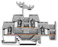 Double-deck terminal block; Through/through terminal block; with additional jumper position on lower level; for DIN-rail 35 x 15 and 35 x 7.5; 4 mm²; 4,00 mm²; gray