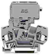 WAGO 2-conductor fuse terminal block; with pivoting fuse holder; for 5 x 30 mm miniature metric fuse; without blown fuse indication; for DIN-rail 35 x 15 and 35 x 7.5; 4 mm²; CAGE CLAMP®; gray