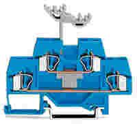 Double-deck terminal block; Through/through terminal block; suitable for Ex i applications; for DIN-rail 35 x 15 and 35 x 7.5; 4 mm²; 4,00 mm²; blue