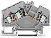 3-conductor through terminal block; 4 mm²; center marking; for DIN-rail 35 x 15 and 35 x 7.5; CAGE CLAMP®; 4,00 mm²; gray