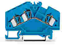 3-conductor through terminal block; 4 mm²; suitable for Ex i applications; center marking; for DIN-rail 35 x 15 and 35 x 7.5; CAGE CLAMP®; 4,00 mm²; blue