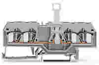 Disconnect terminal block; with center marking; rail mount; 4-conductor; 6 mm wide; gray