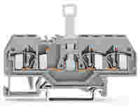 Disconnect terminal block; with center marking; rail mount; 3-conductor; 6 mm wide; gray