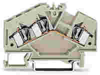 3-conductor through terminal block; 4 mm²; suitable for Ex e II applications; center marking; for DIN-rail 35 x 15 and 35 x 7.5; CAGE CLAMP®; 4,00 mm²; light gray