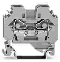 WAGO 2-conductor through terminal block; 6 mm²; lateral marker slots; for DIN-rail 35 x 15 and 35 x 7.5; CAGE CLAMP®; 6,00 mm²; gray