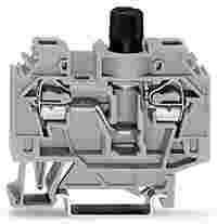 2-conductor fuse terminal block; for miniature metric fuse 1/4 x 1 mm; without blown fuse indication; for DIN-rail 35 x 15 and 35 x 7.5; 6 mm²; CAGE CLAMP®; gray