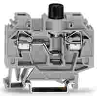 2-conductor fuse terminal block; for 5 x 20 mm miniature metric fuse; without blown fuse indication; for DIN-rail 35 x 15 and 35 x 7.5; 6 mm²; CAGE CLAMP®; gray