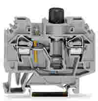 2-conductor fuse terminal block; for 5 x 20 mm miniature metric fuse; with blown fuse indication by neon lamp; for DIN-rail 35 x 15 and 35 x 7.5; 6 mm²; CAGE CLAMP®; gray