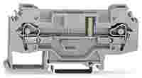 2-conductor through terminal block; 6 mm²; with test option; for 4 mm Ø test plugs; same profile as 2-conductor disconnect terminal block; lateral marker slots; for DIN-rail 35 x 15 and 35 x 7.5; CAGE CLAMP®; 6,00 mm²; gray