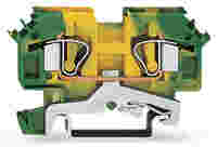 2-conductor ground terminal block; 6 mm²; lateral marker slots; for DIN-rail 35 x 15 and 35 x 7.5; CAGE CLAMP®; 6,00 mm²; green-yellow
