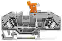 2-conductor disconnect terminal block; with test option; orange disconnect link; for DIN-rail 35 x 15 and 35 x 7.5; 6 mm²; CAGE CLAMP®; 6,00 mm²; blue