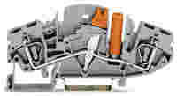 WAGO 2-conductor disconnect/test terminal block; transverse switching; with touch-proof test socket; for 4 mm Ø test plugs; for DIN-rail 35 x 15 and 35 x 7.5; 6 mm²; CAGE CLAMP®; 6,00 mm²; gray