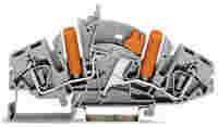 2-conductor disconnect/test terminal block; longitudinal switching; with touch-proof test sockets; for 4 mm Ø test plugs; for DIN-rail 35 x 15 and 35 x 7.5; 6 mm²; CAGE CLAMP®; 6,00 mm²; gray