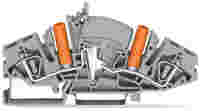 2-conductor through terminal block; 6 mm²; with touch-proof test sockets; for 4 mm Ø test plugs; side and center marking; for DIN-rail 35 x 15 and 35 x 7.5; CAGE CLAMP®; 6,00 mm²; gray