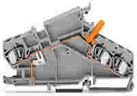 WAGO 3-conductor through terminal block; 6 mm²; with touch-proof test socket; e.g., current transformer circuits; center marking; for DIN-rail 35 x 15 and 35 x 7.5; CAGE CLAMP®; 6,00 mm²; gray