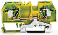 WAGO 2-conductor ground terminal block; 6 mm²; center marking; for DIN-rail 35 x 15 and 35 x 7.5; CAGE CLAMP®; 6,00 mm²; green-yellow