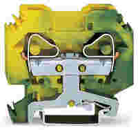 WAGO 2-conductor ground terminal block; 16 mm²; lateral marker slots; for DIN-rail 35 x 15 and 35 x 7.5; CAGE CLAMP®; 16,00 mm²; green-yellow