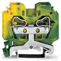 WAGO 2-conductor ground terminal block; 10 mm²; lateral marker slots; for DIN-rail 35 x 15 and 35 x 7.5; CAGE CLAMP®; 10,00 mm²; green-yellow