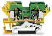 2-conductor ground terminal block; 10 mm²; lateral marker slots; for DIN-rail 35 x 15 and 35 x 7.5; CAGE CLAMP®; 10,00 mm²; green-yellow