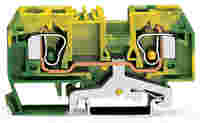 WAGO 2-conductor ground terminal block; 10 mm²; center marking; for DIN-rail 35 x 15 and 35 x 7.5; CAGE CLAMP®; 10,00 mm²; green-yellow